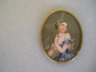 ca. 1890 Antique cameo broach reverse painted on glass  