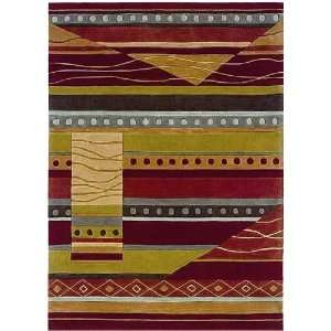  5 x 7 Area Rug Transitional Style in Green and Garnet 