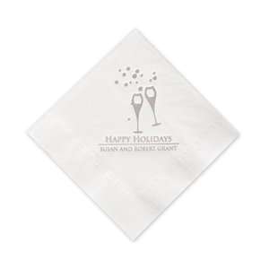  Personalized Stationery   Champagne Holiday Napkins 
