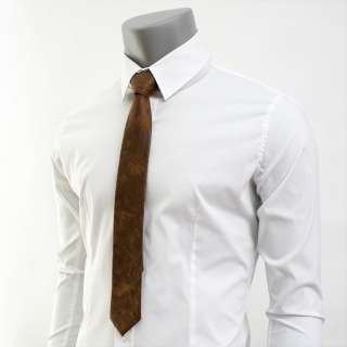   Casual Vintage Skinny Slim Dark Brown Solid Leather Neck ties  