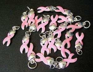 10 Wholesale Pink Ribbon Breast Cancer Awareness Charms  