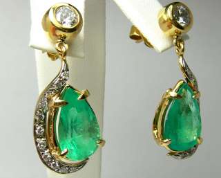 Divaesque Custom Colombian Emerald & Diamond Earrings 12cts  