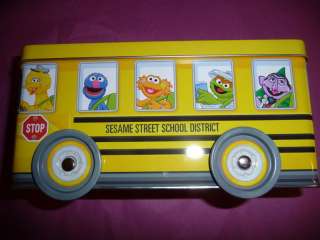 Sesame Street school bus coin bank candy treat Tin  