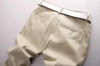 Mens Korean Style Roll Up Casual Slim Pants Khaki  
