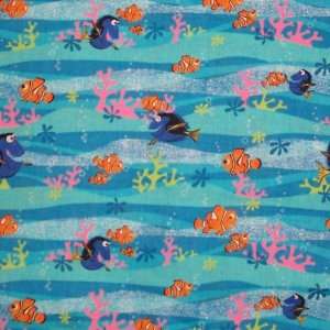 56 X 44 Wide Fabric, Finding Nemo Wavy Stripe with Dory & Father on 
