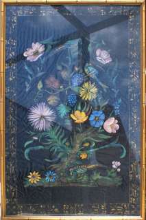 Japanese Oil on Silk Painting, Birds on Flower Tree  