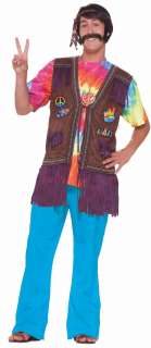 Adult Std. Male Peace Hippie Costume Vest   Hioppie Cos  