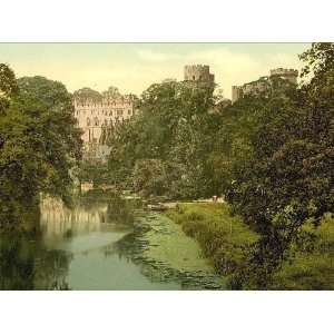 Vintage Travel Poster   The castle from the bridge Warwick 