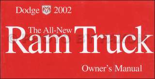 2002 Dodge Ram 1500 Pickup Owners Manual Original OEM Truck Owner 