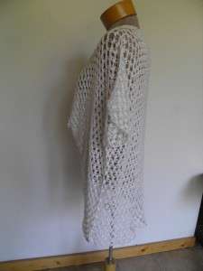PURE WHITE CROCHET Cover Up Sheer DRESS or Top One Size  