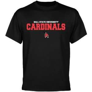 Ball State Cardinals Black University Name T shirt  Sports 