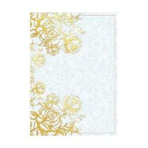   Background Card Sheet 8X12 Foiled Lace Rose Aqua; 10 Items/Order