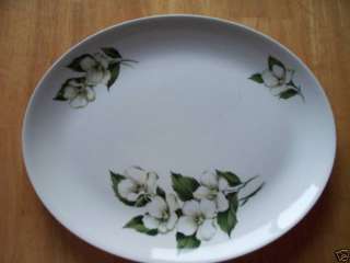Homer Laughlin Rhythm White Flower Pattern Oval Platter  