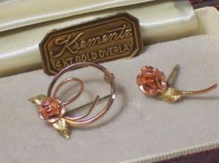 VINTAGE KREMENTZ ROSE PINS LOT OF 2 SMALL AND DAINTY  