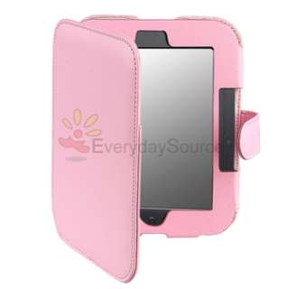 For Nook 2nd Edition Simple Touch Pink Folio Case+Screen Protector 