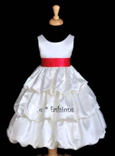 IVORY RED PAGEANT NEW FLOWER GIRL DRESS 2 4 6 8 10 838B  