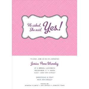 Crosshatch Bookplate Pink Engagement Party Invitation  