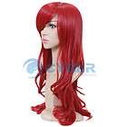   Stylish long Wavy Curly Cosplay Party Hair womens full Wig/Wigs Red