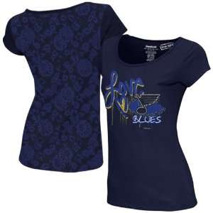  St. Louis Blues Ladies Painted Love Lace Burnout Premium T Shirt 