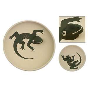 Ceramic incense plates, Lizards (pair) 