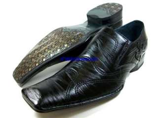 ALDO Mens Black Dress Casual Cross Patch Shoes NIB  