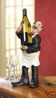 Chef Waiter Butler Man Wine Bottle Holder Display Rack  