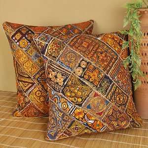  Maharaja Embroidered Floor Cushion Pillow Cover (Set of 