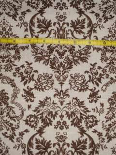 fabric upholstery designer linen print brown ecru white  