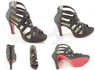 New 4 High Ladys Crossover Straps Suedette Gladiator Sandals 
