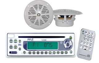Pyle New Marine BoatAM FM CD Player Aux Radio Pair Speakers Package 