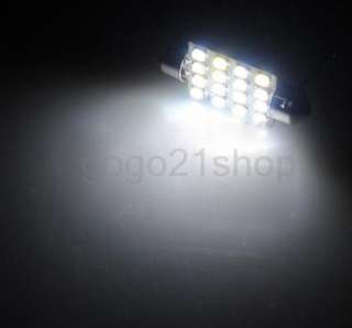   New Fashion Bright 2x 42mm 16 LED White SMD SMT Dome Bulbs  