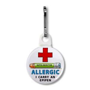 ALLERGIC I Carry an EPIPEN in Green Medical Alert 1 inch White Zipper 