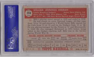 1952 Topps Billy Herman #394 Hi# PSA 7 Brooklyn Dodgers  