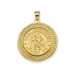  CleverEves 14K Yellow Gold St. Christopher Framed Round 