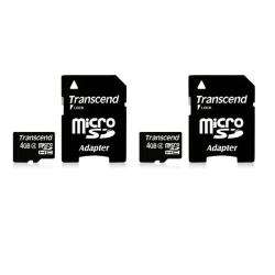 Transcend 4 GB Class 4 microSDHC Flash Memory Card (Pack of 2 