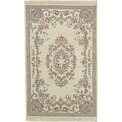 Hand knotted Beige New Zealand Wool Rug (26 x 14)  