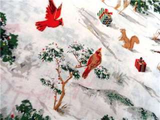   Christmas Fabric BTY Retro Vintage Look Winter Wolf Rabbit Bear  