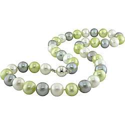   Sterling Silver Multicolor FW Pearl Necklace (9 10 mm)  