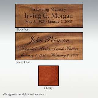Wood Cremation Urn with Memory Chest   Engravable   