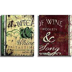 Rodney White Wine Label Canvas 2 piece Art Set  