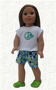 Doll Clothes Dots & Peace Shorts Set Fit American Girl  