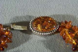   RARE 2 STRAND STERLING SILVER FANCY CLASP AMBER BOLD NECKLACE  
