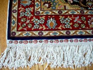 Vintage Turkish Hereke Handmade Silk on Silk Rug Signed  