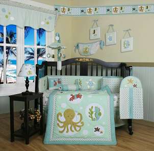 Cute sea animal baby bedding crib set