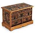 Wood and Leather Antique Ivy Jewelry Box (Peru 