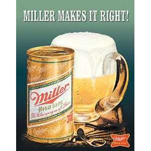  Miller High Life Make it Right Metal Tin Sign Nostalgic 