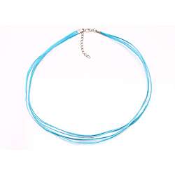 Bleek2Sheek Aqua Blue Organza and Leather Necklace Cord (Set of 2 