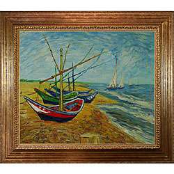 Vincent van Gogh Boats At St. Maries Framed Art  