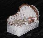 Miniature Baby Bassinet Basket Crib Bed for Dolls Wicker White 12 x 