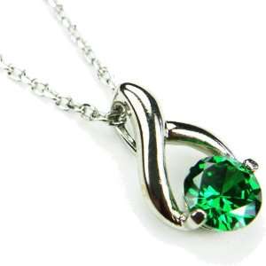  CZ Twist Necklace, Emerald Colored CZ, 18 Jewelry